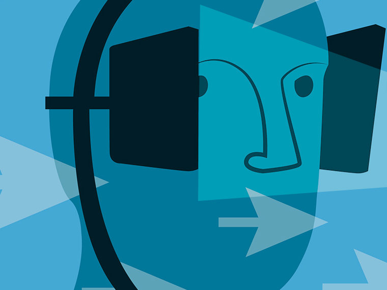 Illustration of a head with blinders